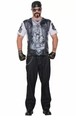 Biker Man Shirt Adult Costume (Medium)