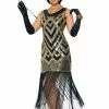 Black And Gold Flapper Adult Costume (M/L)