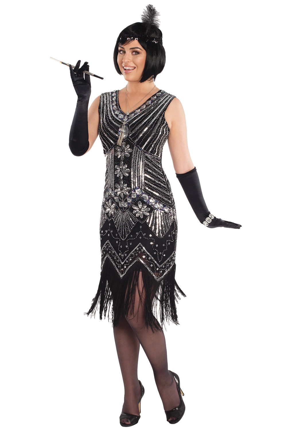 Silver Screen Flapper Plus Size Costume 3 Silver Screen Flapper Plus Size Costume